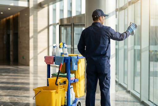 Janitorial service in progress